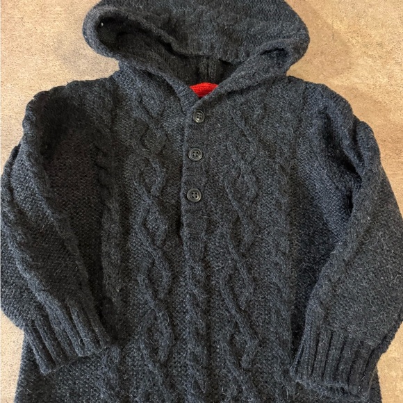 OshKosh B'Gosh Baby Cable Knit Charcoal Hooded Coverall, Size 12M - Picture 5 of 8